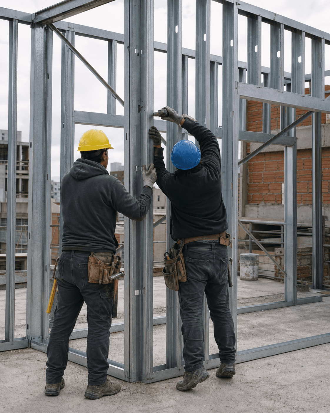Imagen ilustrativa de montaje de estructura de steel framing